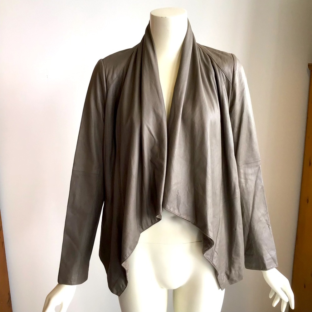 Vince taupe leather draped jacket in very good condition